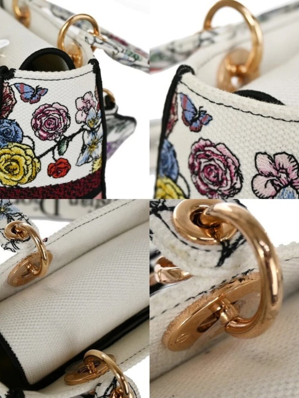 CHRISTIAN DIOR Lady D-Lite Florilegio Embroidery 2Way Hand Bag Canvas - Picture 11 of 15